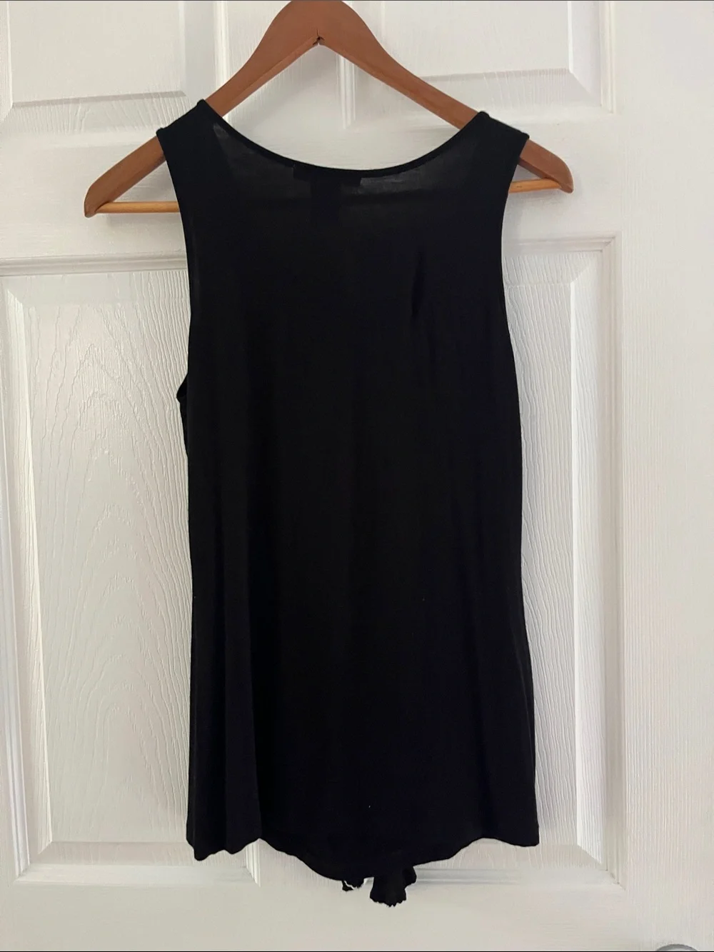 Design History Black Tank Top with White Trim Ruffle Front